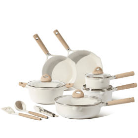 Carote 13-Piece White Granite Nonstick Cookware Set – Induction & All-Stove Compatible, PFOA-Free