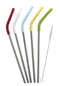 GoodCook PROfreshionals Stainless Steel Reusable Straws with Cleaning Brush, Pack of 5