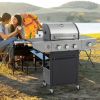 Propane Grill 3 Burner Barbecue Grill Stainless Steel Gas Grill with Side Burner, 37,000 BTU Outdoor Cooking, Patio, Garden Barbecue Grill