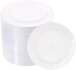 100Pieces White Plastic Plates - 6.25inch Disposable Plastic Appetizer/Small Cake/Salad/Dessert Plates Premium Hard, Ideal for Weddings& Parties