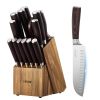 VEVOR Kitchen Knife Set with Block and Sharpener, 15 Piece High Carbon Stainless Steel Knife Set, Rust-Resistant Kitchen Cutlery with Ergonomic Handle