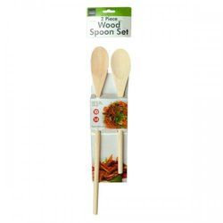 2 Pc Wood Spoon Set Size 10&quot; And 14&quot; (pack of 12)
