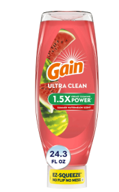 Gain Ultra Original EZ-Squeeze Dish Soap, Dishwashing Liquid, Summer Watermelon, 24.3 fl oz