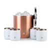 Stainless Steel Ice Bucket with Rocks Glass Set, Gold and White
