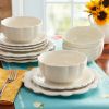 24-Piece Stoneware Plates & Bowls Dinnerware Set, Linen