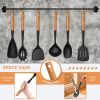 Large Silicone Cooking Utensils Set, 10Pcs Nonstick Kitchen Utensil Set with Wooden Handle, Heat Resistant Silicone Utensils for Cooking