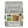 3 Piece Aluminum Bakeware Set with Jelly Roll, Quarter Eighth Sheet Rectangular Cookie Baking Sheet Pans
