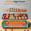 2000W Electric Indoor Grill 2 in 1 Electric BBQ Gill with Grill Net Removable Plate 5 Temperature Control 3 Small Trays Dishwasher Safe