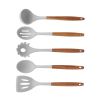 10-Piece Silicone and Acacia Wood Handle Kitchen Cooking Utensils Set, Gray