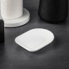 Ribbed Ceramic Spoon Rest â€“ White, Heat Resistant, Easy Clean