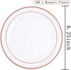 100PCS Clear Rose Gold Plastic Plates Disposable - Heavy Duty 6.25 Inch Clear Plastic Dessert Plates with Rose Gold Trim - Ideal for Party