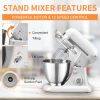 Geek Chef 4.8QT Electric Stand Mixer, 12 Speeds Tilt-head with Dough Hook, Whisk, Beater, Bowl, Rotary Knob, Home Kitchen Use, White