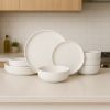 12-Piece Stoneware Dinner Plates Bowls Sets | Microwave & Dishwasher Safe | Non-Toxic Dinner Plates Bowls Set | Stackable Matte Glaze Kitchenware for