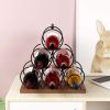 Mecor Countertop Wine Rack for 6 Bottles, Wood & Metal Tabletop Bottle Holder , 3-Tier Rustic Wine Organizer, Classic Design, Sturdy Handle