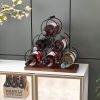 Mecor Countertop Wine Rack for 6 Bottles, Wood & Metal Tabletop Bottle Holder , 3-Tier Rustic Wine Organizer, Classic Design, Sturdy Handle