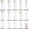 Silicone Cooking Utensils Set of 15, Kitchen Utensils Set with Holder for Nonstick Cookware, 446°F Heat Resistant Stainless Steel Handle - Khaki