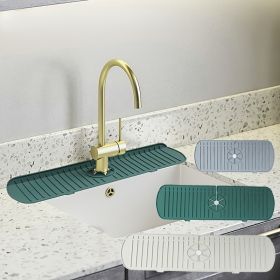 1pc Silicone Sink Faucet Mat Splash Guard; Kitchen Sink Draining Pad Behind Faucet Dish Drying Mat For Countertop; Bathroom; Farmhouse (Color: Green, size: M)