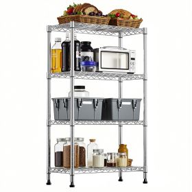 1000 lbs Storage Shelving Steel Heavy Duty 4-Tier Utility Shelving Unit Steel Organizer Wire Rack for Home,Kitchen,Office (Color: Chrome)
