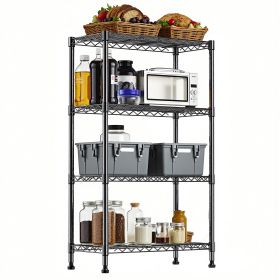 1000 lbs Storage Shelving Steel Heavy Duty 4-Tier Utility Shelving Unit Steel Organizer Wire Rack for Home,Kitchen,Office (Color: Black)