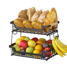 Fruit Basket Bowl Kitchen Countertop Storage Stand Holder (Type: 2 Layers, Color: Black)