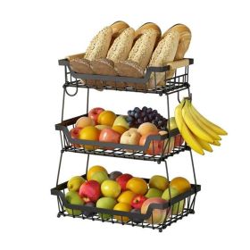 Fruit Basket Bowl Kitchen Countertop Storage Stand Holder (Type: 3 Layers, Color: Black)