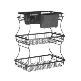 Fruit Basket Bowl Kitchen Countertop Storage Stand Holder (Type: 3 Layers, Color: Matte Black)