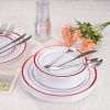 The red/green plastic tableware set is suitable for 50 people