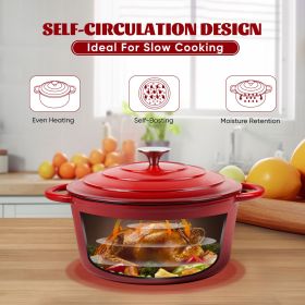 Enamel Dutch POTS can withstand high temperatures and meet many cooking needs, such as cooking, baking and stewing (Color: Gradient red)