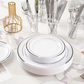 Gold/Silver Plastic Tableware Set - 350PC  Gatherings of 50+people (PCS: Silver)