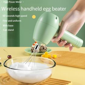 Wireless Portable Electric Food Mixer 3 Speeds Automatic Whisk Dough Egg Beater Baking Cake Cream Whipper Kitchen Tool (Color: Green)