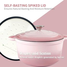 Dutch Oven,Dutch Oven Pot with Lid,4.5 QT Enamel Dutch Ovens with Dual Handles,Cast Iron Pot for Braiser,Cooking,Gifts for Family (Color: Pink)