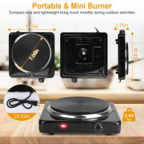 1500W Electric Single Burner Portable Heating Hot Plate Stove Countertop RV Hotplate with Non Slip Rubber Feet 5 Temperature Adjustments (Power: 1500W, Color: Black)