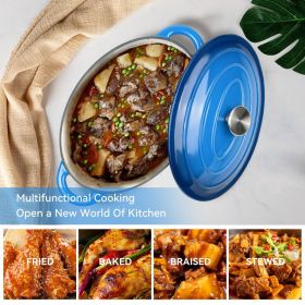 Household Dutch Oven Pot with Lid for Stews/Cooking (Type: 4.5 Quart, Color: Blue)