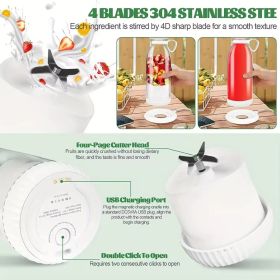 350ml Electric Juicer Blender Mini Portable Blender Bottle USB Rechargeable Fruit Mixers Juicers Multifunction Juice Maker Machine Food Milkshake Cup (Color: White)