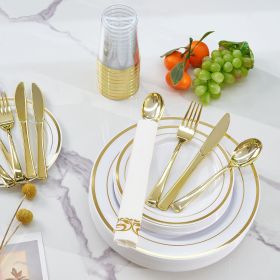 Gold/Silver Plastic Tableware Set - 350PC  Gatherings of 50+people (PCS: Gold)