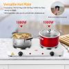 2000W Double Electric Burner Portable Dual Counter Stove Countertop Hot Plate Kitchen Cooker Stove with 5 Gear Temperature Control