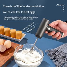 Wireless Electric Food Mixer Portable 3 Speeds Egg Beater Baking Dough Cake Cream Mixer Kitchen Tools (Color: Black)